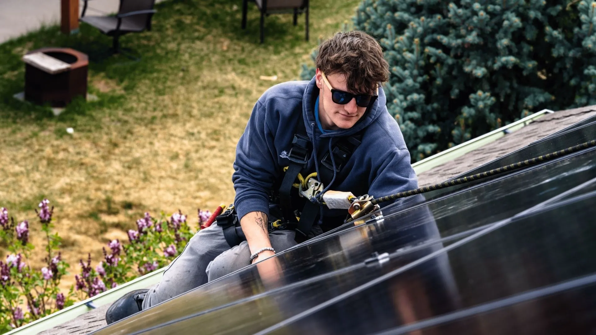 Local Solar Installer Finishing A PV System Install