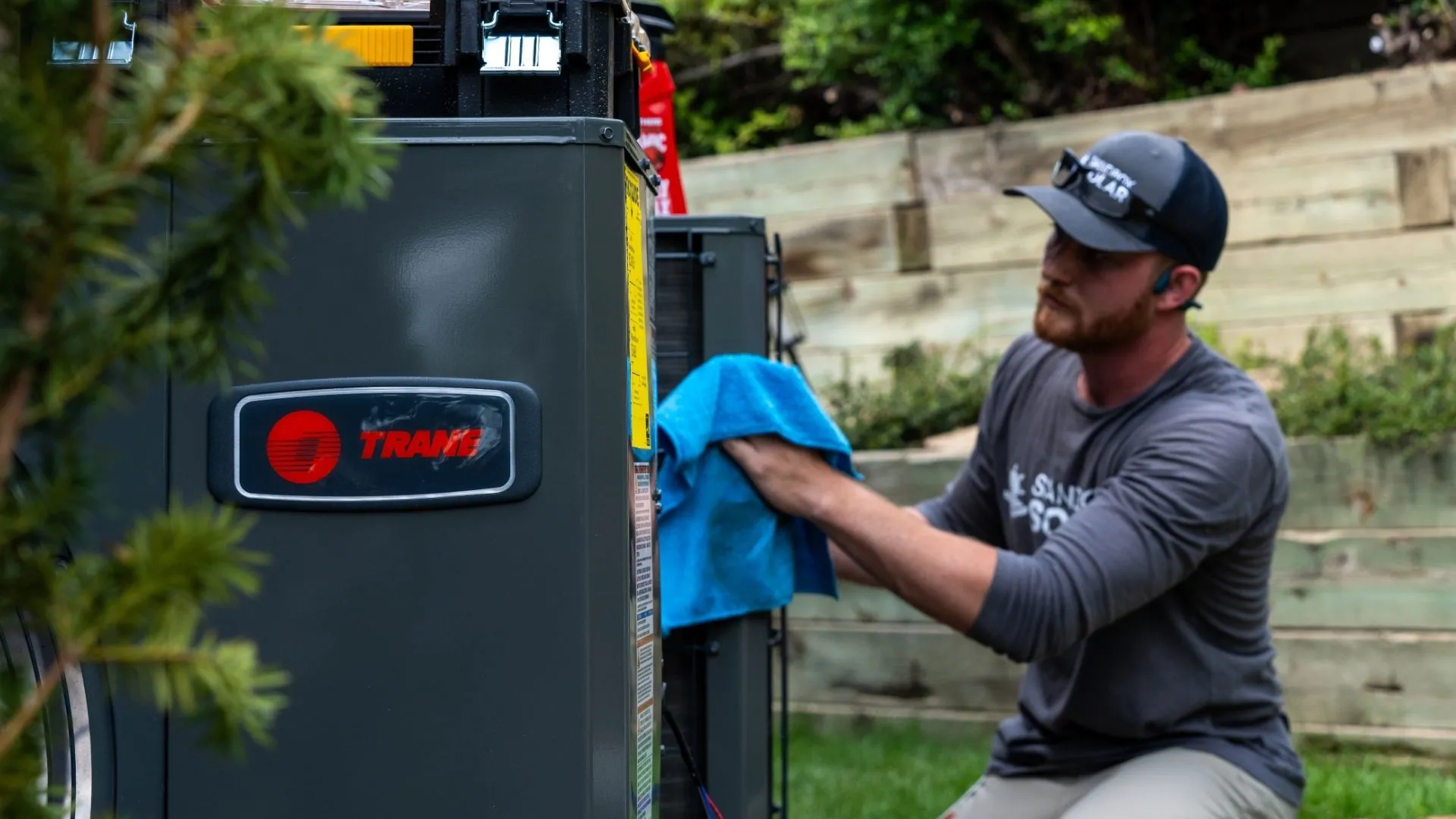 Energy Efficient Heat Pump Being Installed Energy Efficient Heat Pump Being Installed