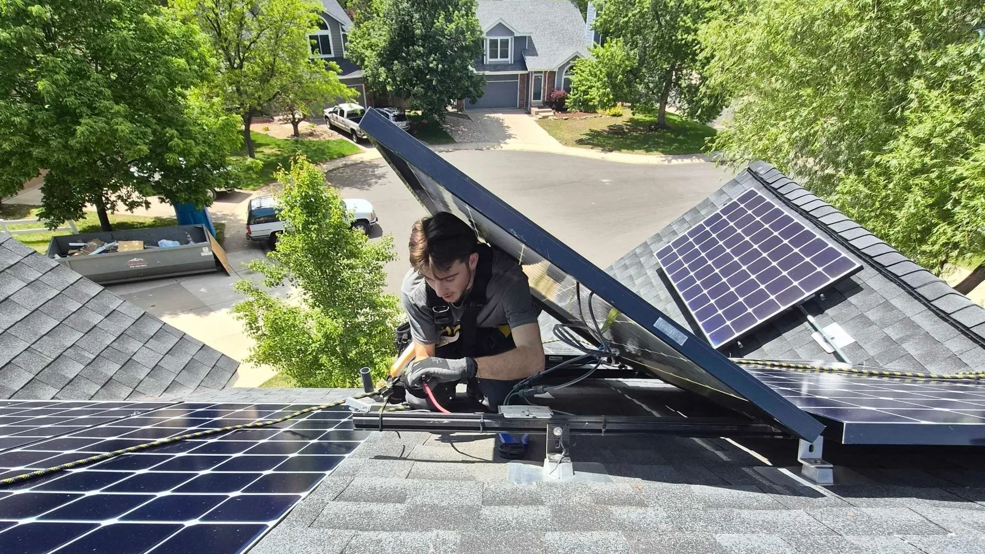 Solar Energy Contractor Working On Solar Panels Solar Energy Contractor Working On Solar Panels